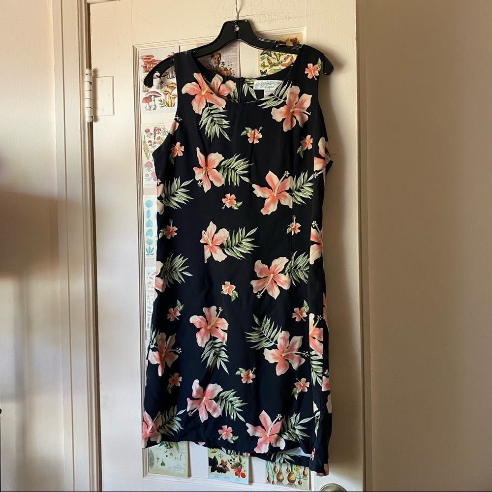 Vintage Pineapple moon hibiscus silk dress